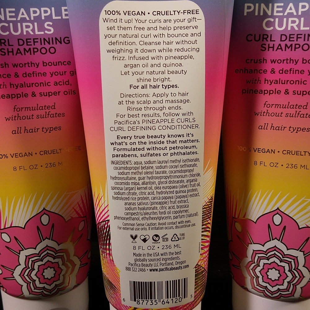 3 Pacifica Pineapple Curls Defining Shampoo Vegan - Picture 2 of 3